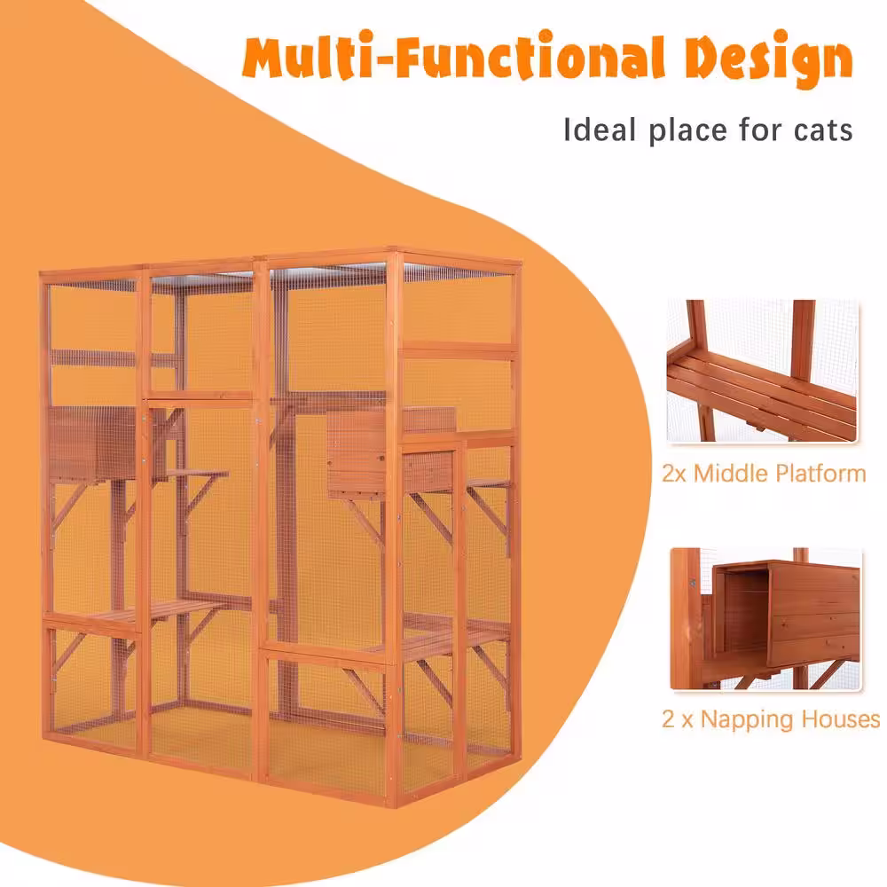 COZIWOW Large Wooden Cat House Catio Enclosure