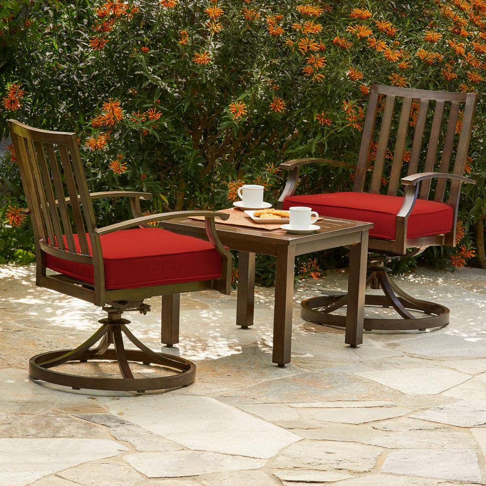 Royal Garden Bridgeport 3-Piece Aluminum Outdoor Bistro Set with Red Cushions