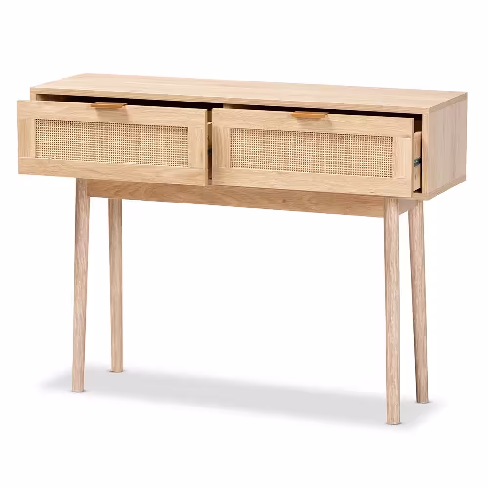 Baxton Studio Baird 39.4 in. Oak Brown Rectangle Wood Console Table