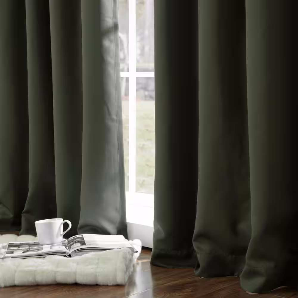 Best Home Fashion Moss Grommet Blackout Curtain - 52 in. W x 84 in. L (Set of 2)