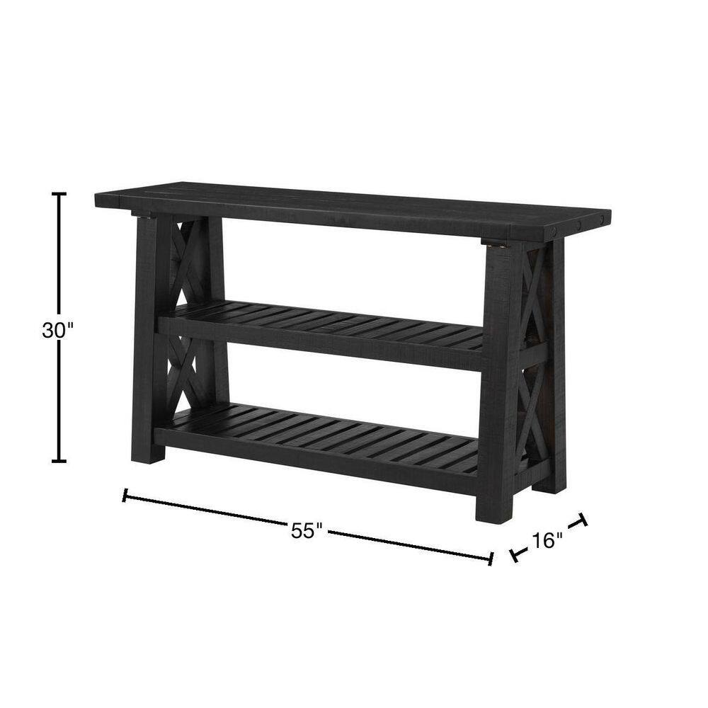 Martin Svensson Home Bolton 55 in. Black Stain Rectangle Solid Wood Console Table