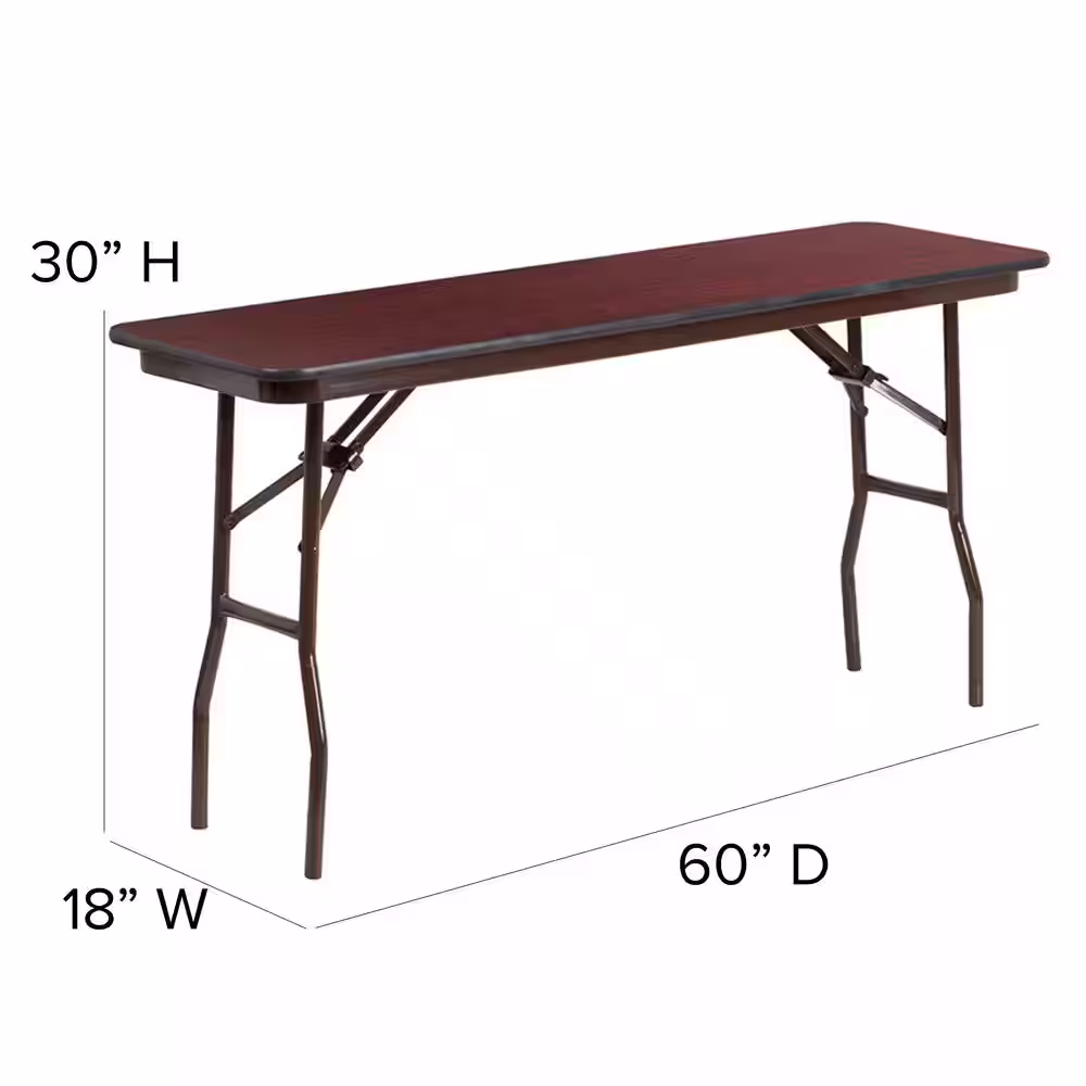 None 60 in. Mahogany Wood Table top Material Folding Banquet Tables