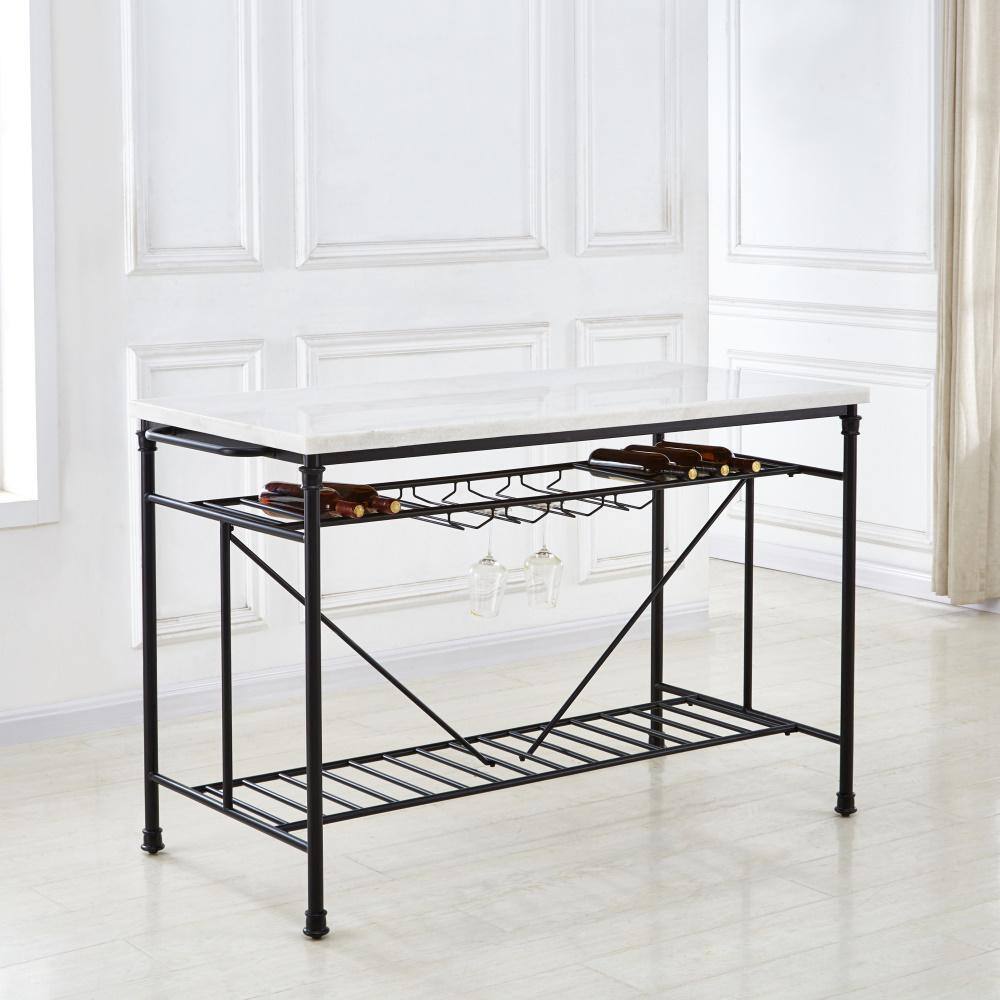 Steve Silver Claire White Marble Kitchen Island