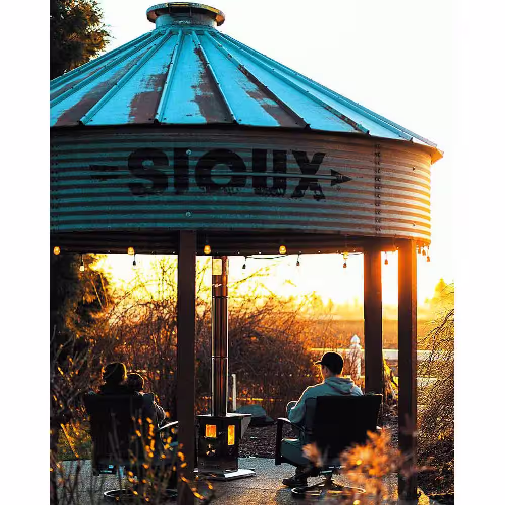 None 72,000 BTU Stainless Steel Lil Timber Elite Wood Pellets Burning Patio Heater