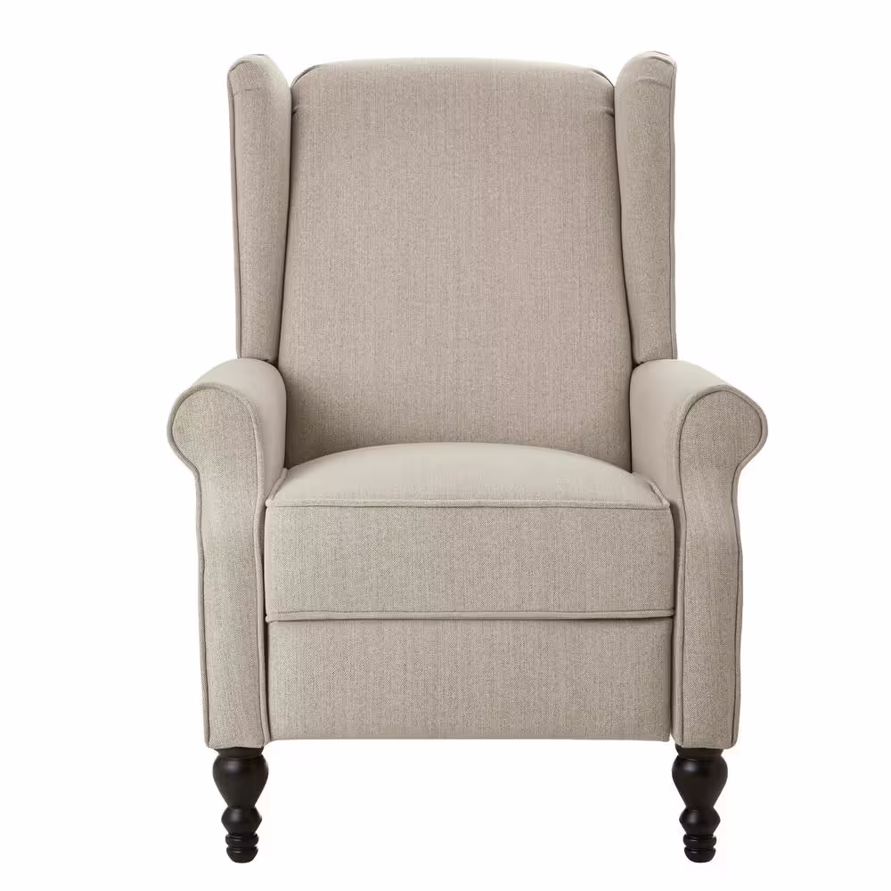 StyleWell Reedbury Biscuit Beige Upholstered Wingback Pushback Recliner