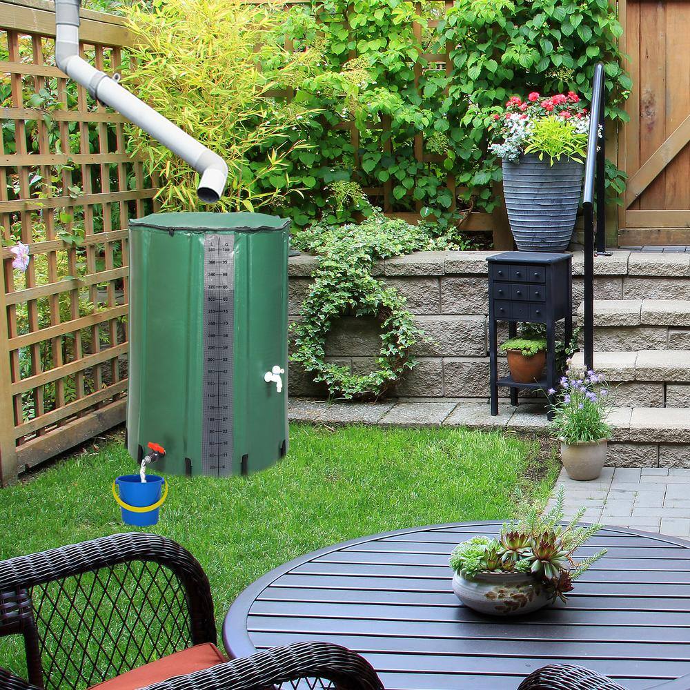 TIRAMISUBEST 100 Gal. Rain Barrel Water Collection With Scale in Green