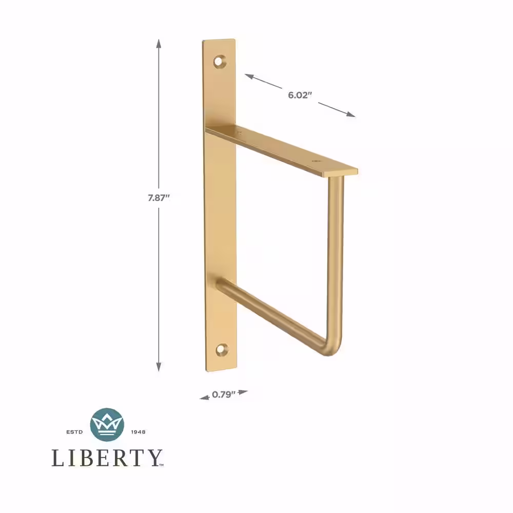 Liberty 6 in. X 8 in. U-Shaped Satin Gold Shelf Bracket 2-Pack