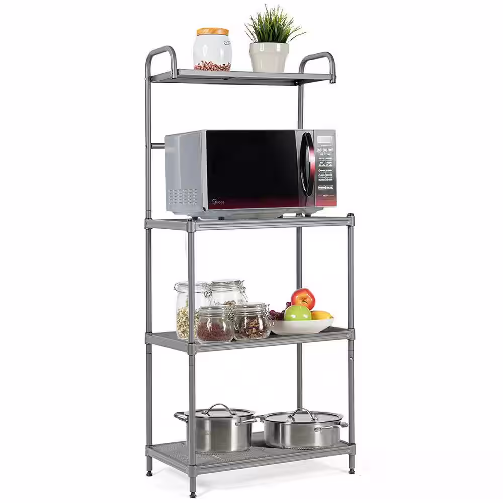 Costway Silver Heavy Duty 4-Tier Iron Freestanding Shelving Unit 13.5