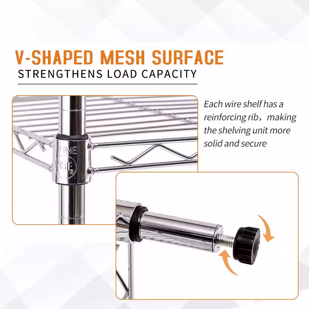 EFINE Chrome 4-Tier Carbon Steel Wire Garage Storage Shelving Unit NSF Certified (30 in. W x 47 in. H x 14 in. D)