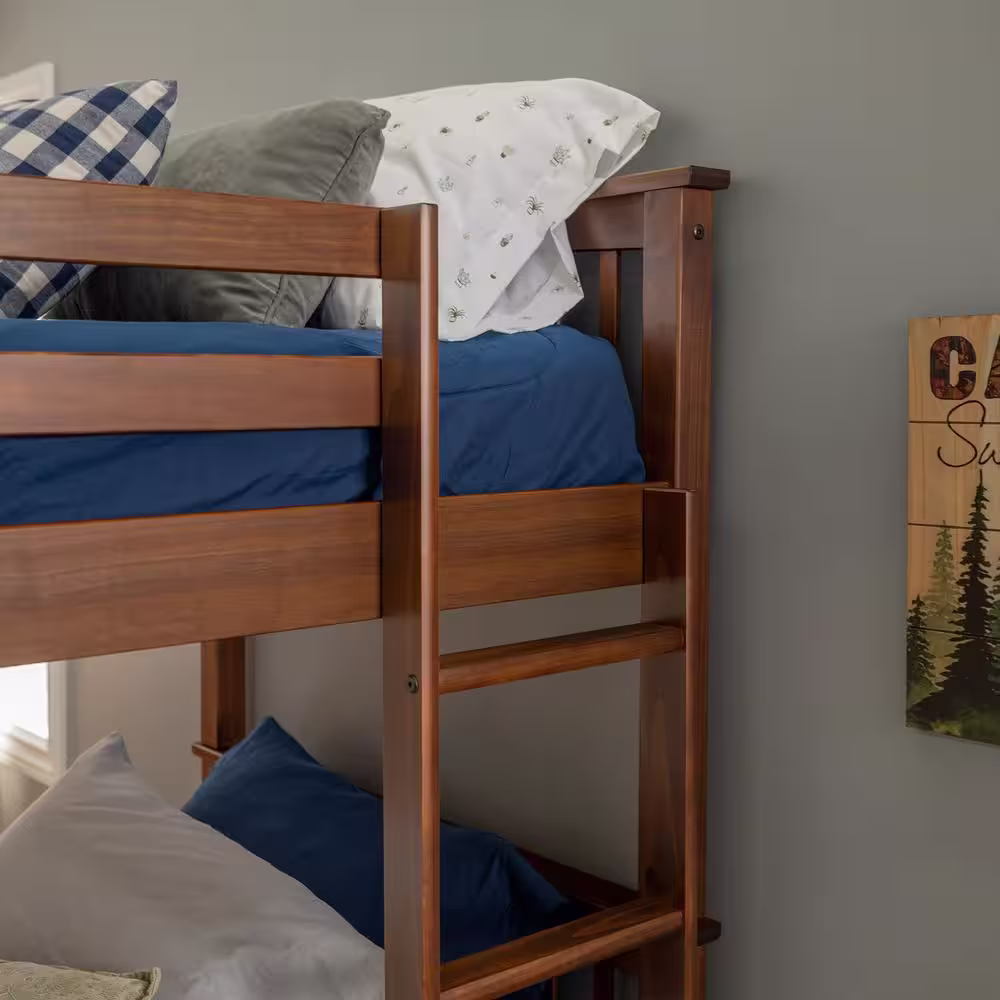 Walker Edison Furniture Company Solid Wood Twin over Twin Mission Design Bunk Bed - Walnut
