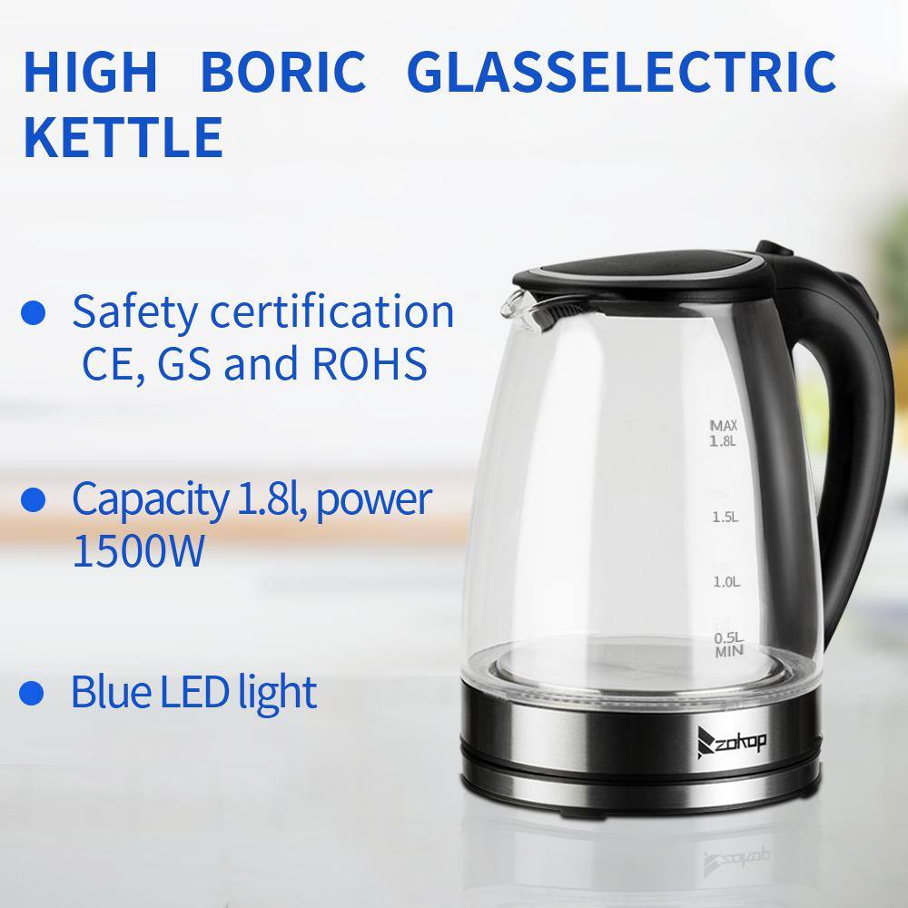 None 7.5-Cup Glass and Stainless Steel Electric Kettle