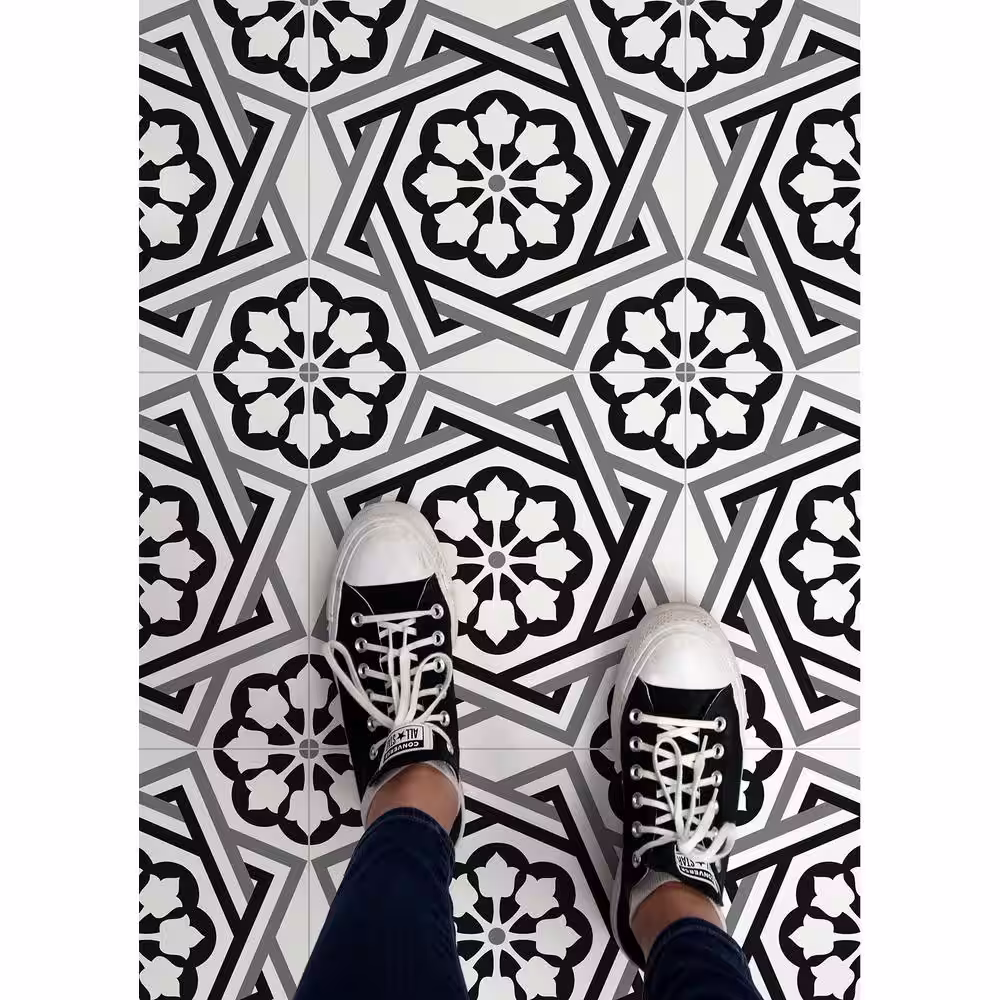 FloorPops Dakota 12 in. W x 12 in. L Black Peel & Stick Vinyl Tile Flooring (20 sq. ft./case)