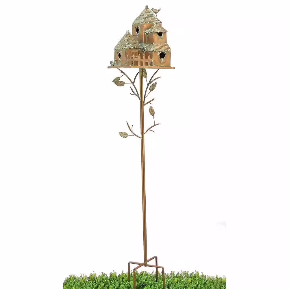 Zaer Ltd. International Plumsteadville Copper Multi-Bird Condominium Birdhouse Stake