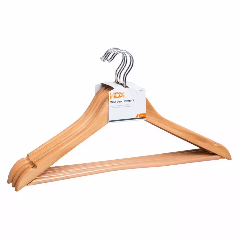 HDX Natural Maple Hangers (5-Pack)