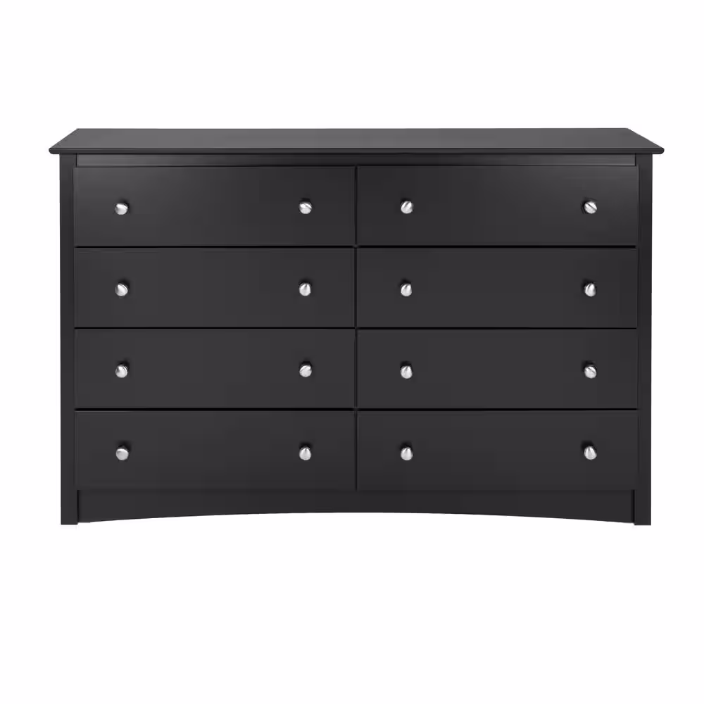 Prepac Sonoma 8-Drawer Black Dresser 36.25 in. H x 59 in. W x 15.75 in. D