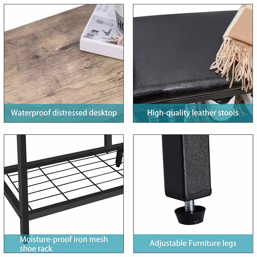 None 26.8 in. H 10-Pair Black Wood Shoe Rack