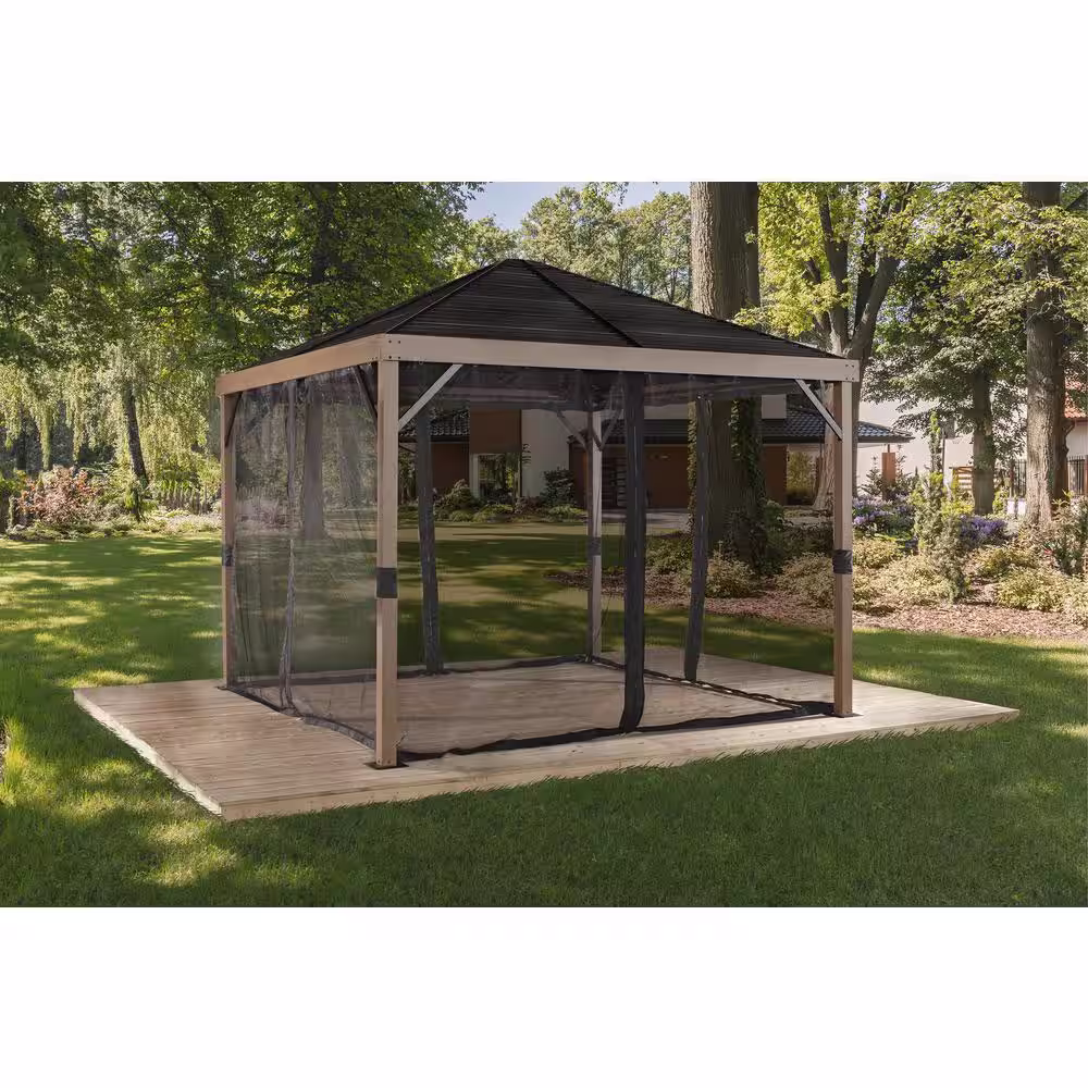 Sojag Sanibel 8 ft. x 8 ft. Wood Effect Rustproof Aluminum Framed Gazebo
