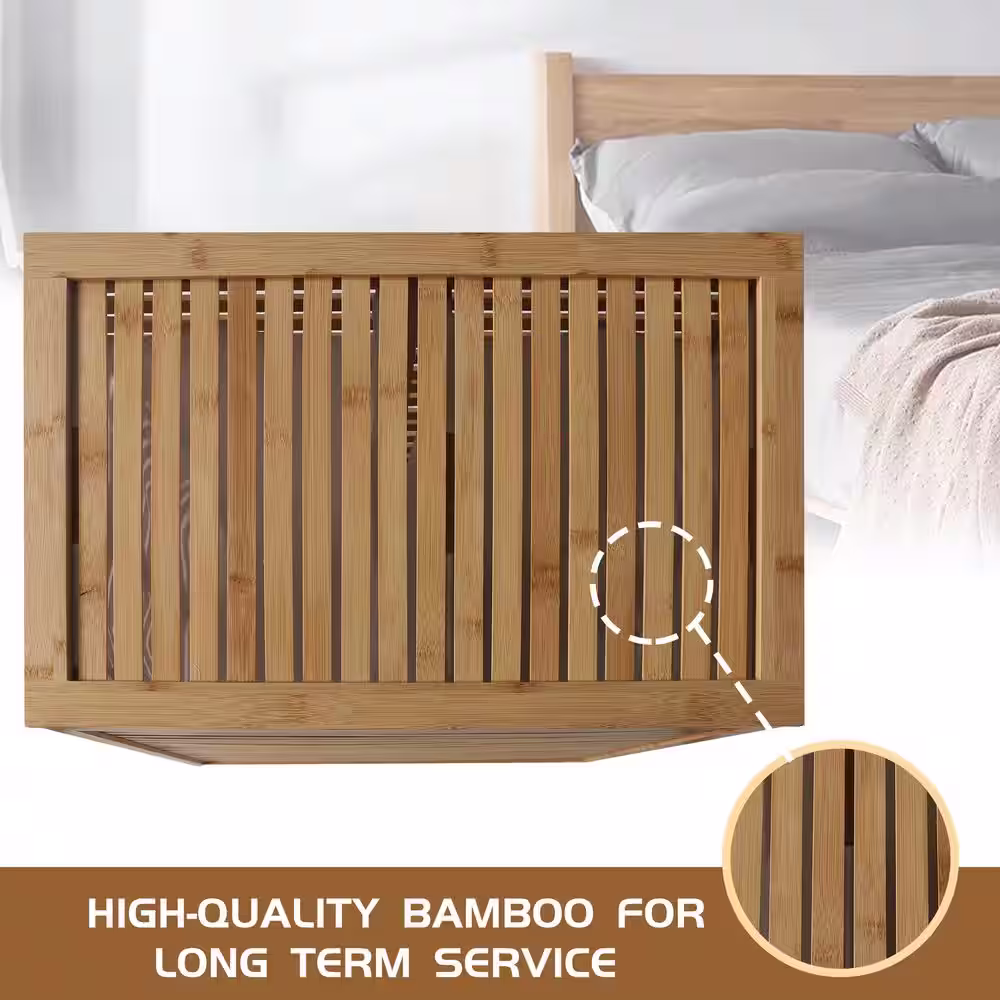 VEIKOUS Bamboo Laundry Hamper with Lid and 2 Removable Liner Bags