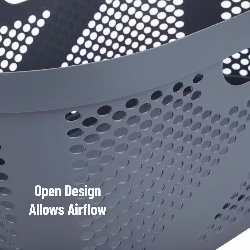 Mind Reader Basket Collection, Laundry Basket, 40 Liter (10kg/22lbs) Capacity, Cut Out Handles, Ventilated, Gray