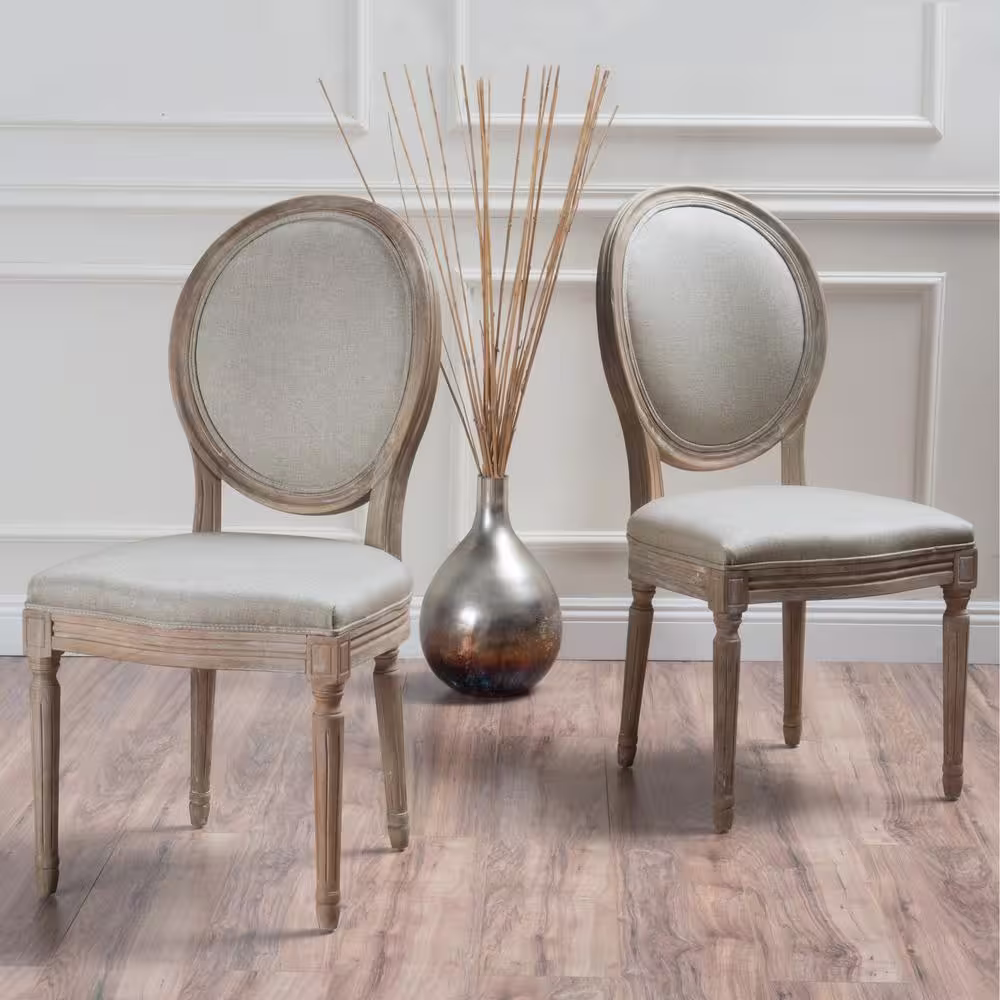 Noble House Phinnaeus Beige Fabric Dining Chairs (Set of 2)