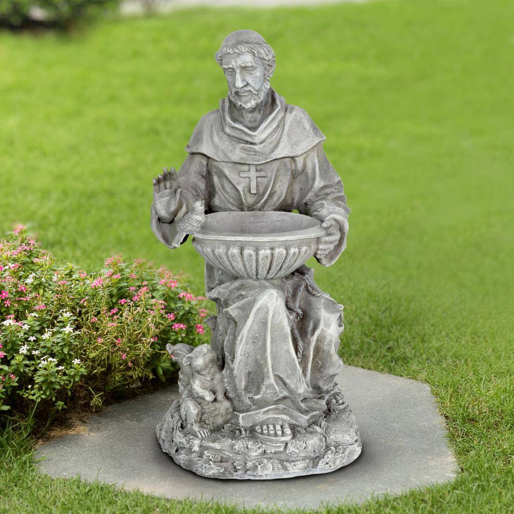 Exhart Saint Francis Resin Bird Feeder