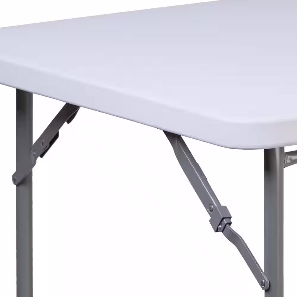 None 33.75 in. Granite White Plastic Tabletop Metal Frame Folding Table