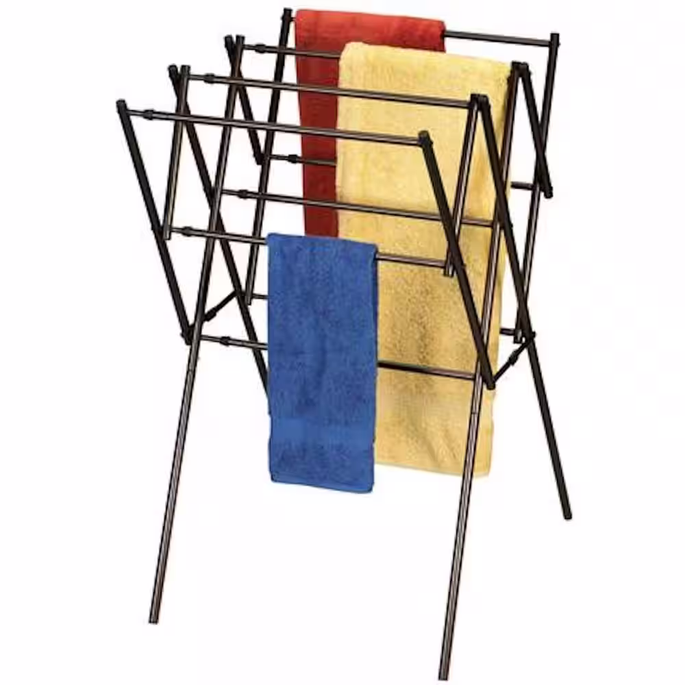 HOUSEHOLD ESSENTIALS 34.6 in. H x 20 in. - 34 in. W Bronze Steel Drying Rack