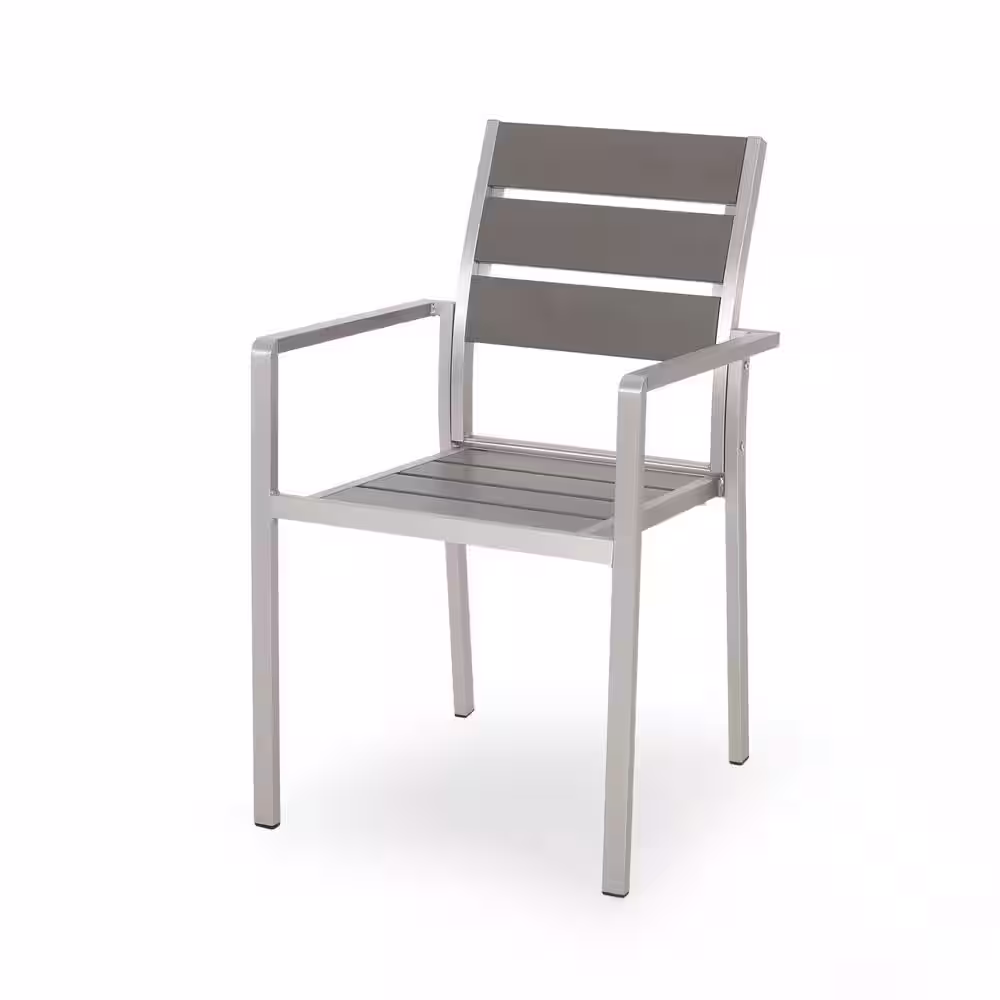 Noble House Cape Coral Silver 7-Piece Metal Rectangular Outdoor Dining Set