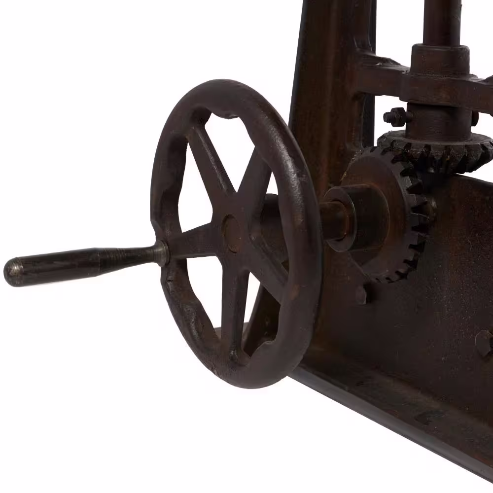 Litton Lane 30 in. Rectangle Brown Teak Wood Drafting Style Computer Desk with Tilting Top and Crank Height Adjustment