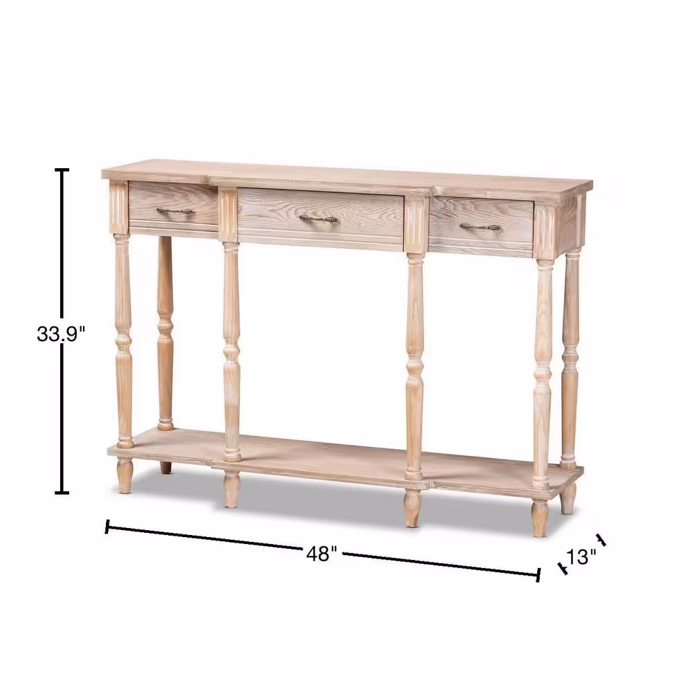 Baxton Studio Hallan 48 in. Oak Brown Rectangle Wood Console Table