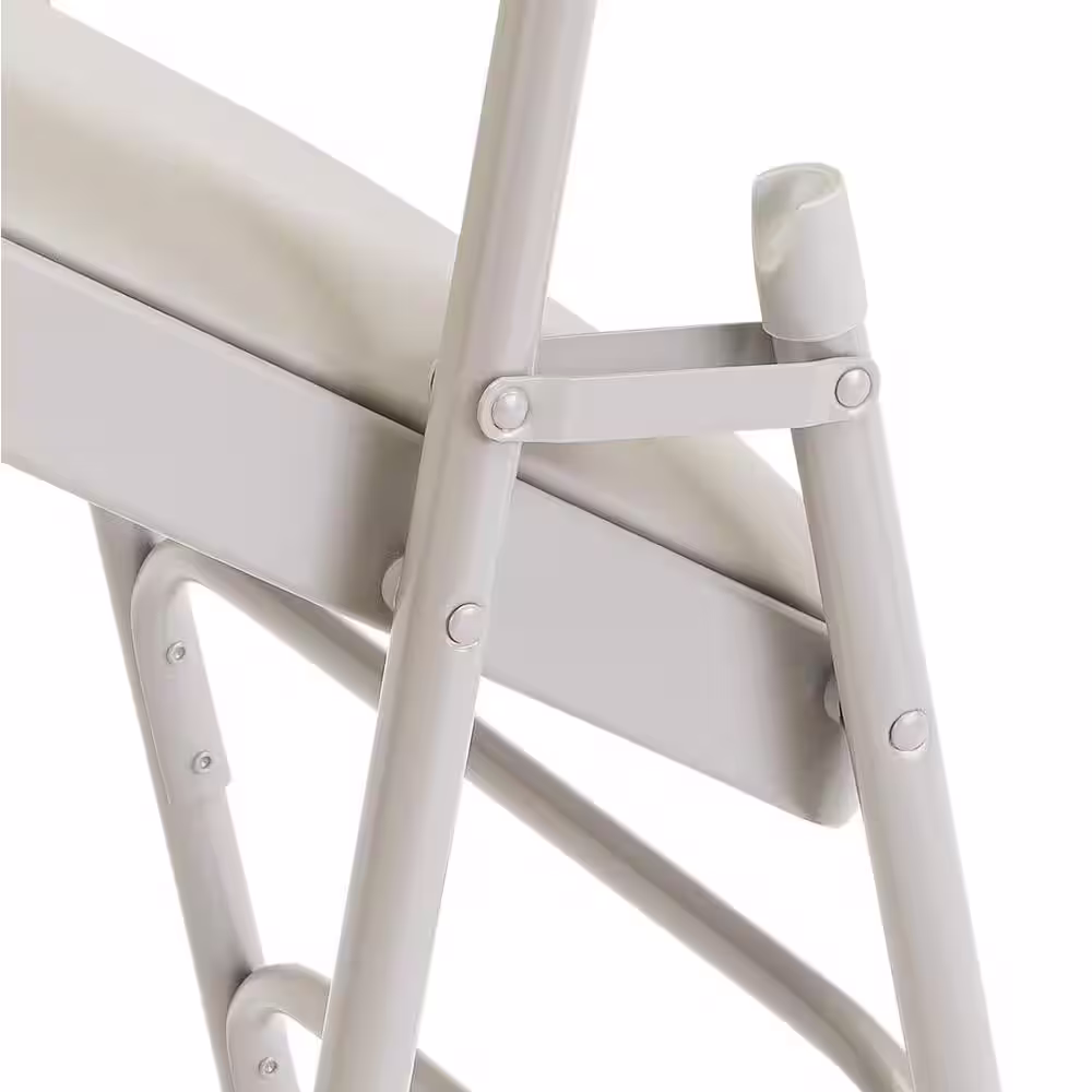National Public Seating Grey Vinyl Padded Seat Stackable Folding Chair (Set of 4)