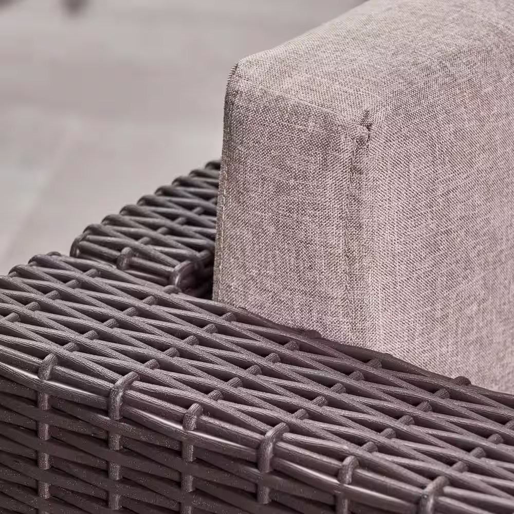 Noble House Primrose Dark Brown 4-Piece All Weather Faux Rattan Patio Conversation Set with Beige Cushions