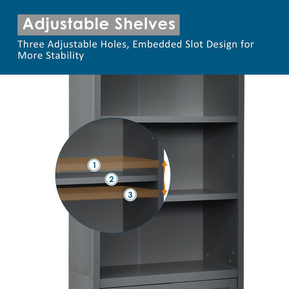 Costway Gray Rolling 3-Tier MDF Shelving Unit (in. 14 W x 72 in. H x 29 in. D)