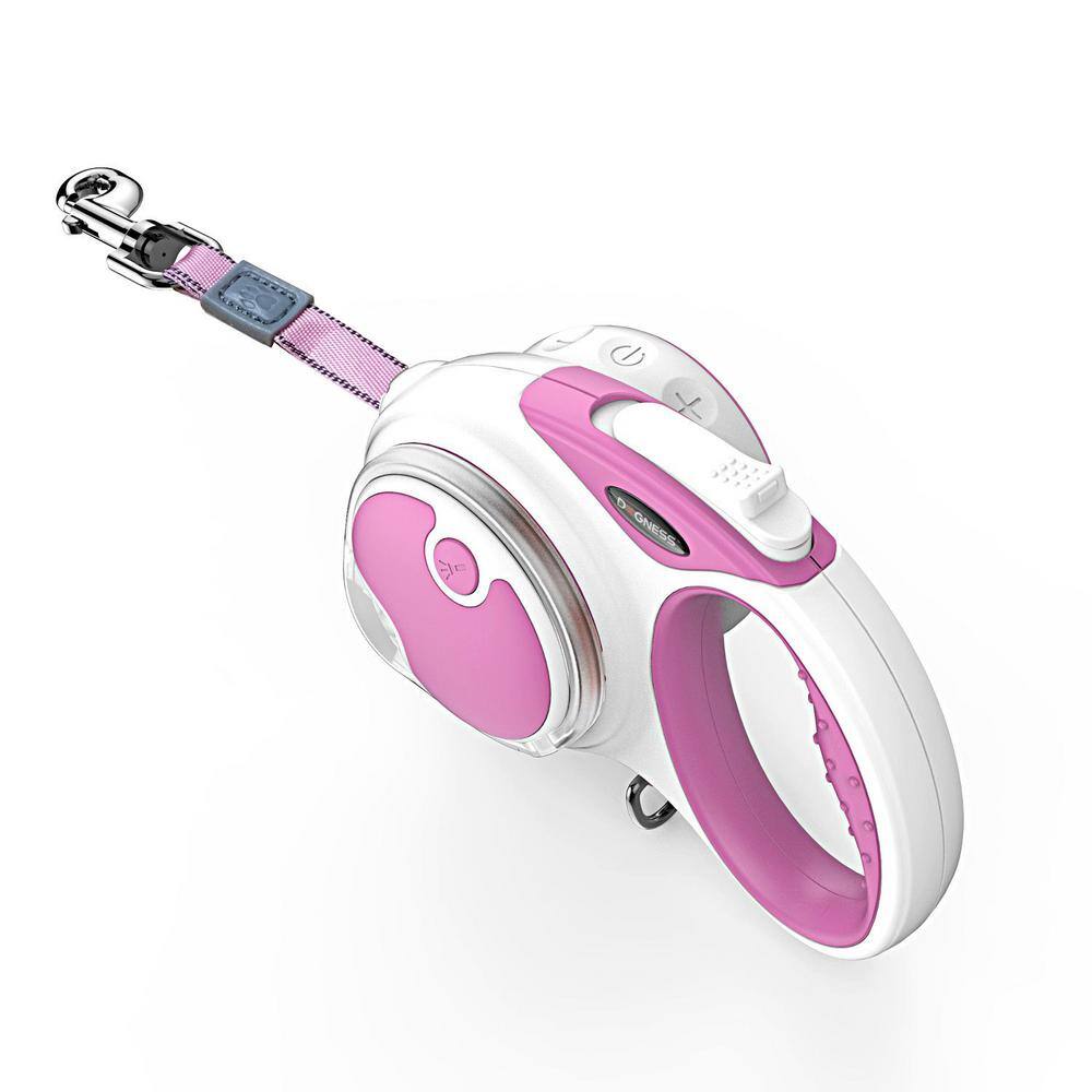 Dogness Smart Retractable Leash set Pink - M 4M 13' ft.