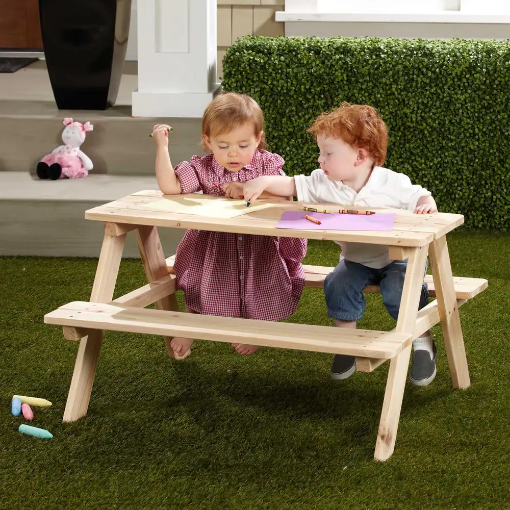 turtleplay Wood Picnic Table For Kids