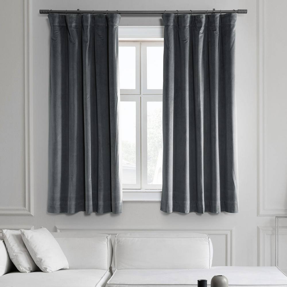 Exclusive Fabrics & Furnishings Natural Grey Rod Pocket Blackout Curtain - 50 in. W x 63 in. L (1 Panel)