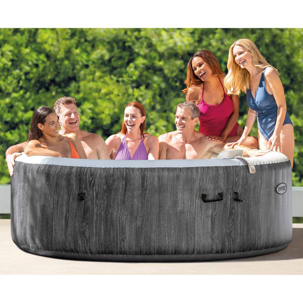 Intex PureSpa Plus Greywood Inflatable 6-Person Hot Tub Spa and Cushioned Foam Headrest (4 Pack)