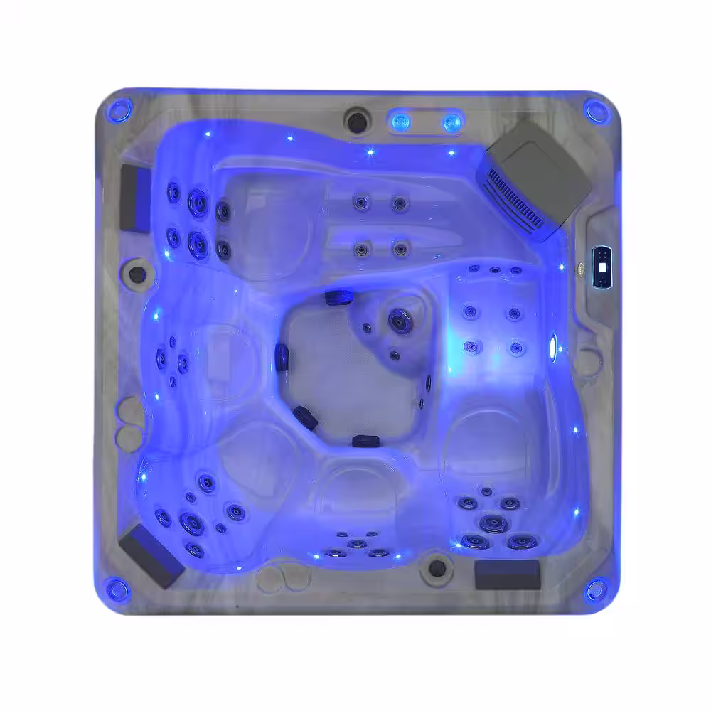 Empava 5-Person 41-Jet Premium Acrylic Lounger Spa Standard Hot Tub with Bluetooth Sound System and 2-step Ladder