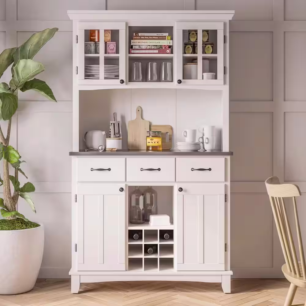 HOMESTYLES White Buffet with Hutch
