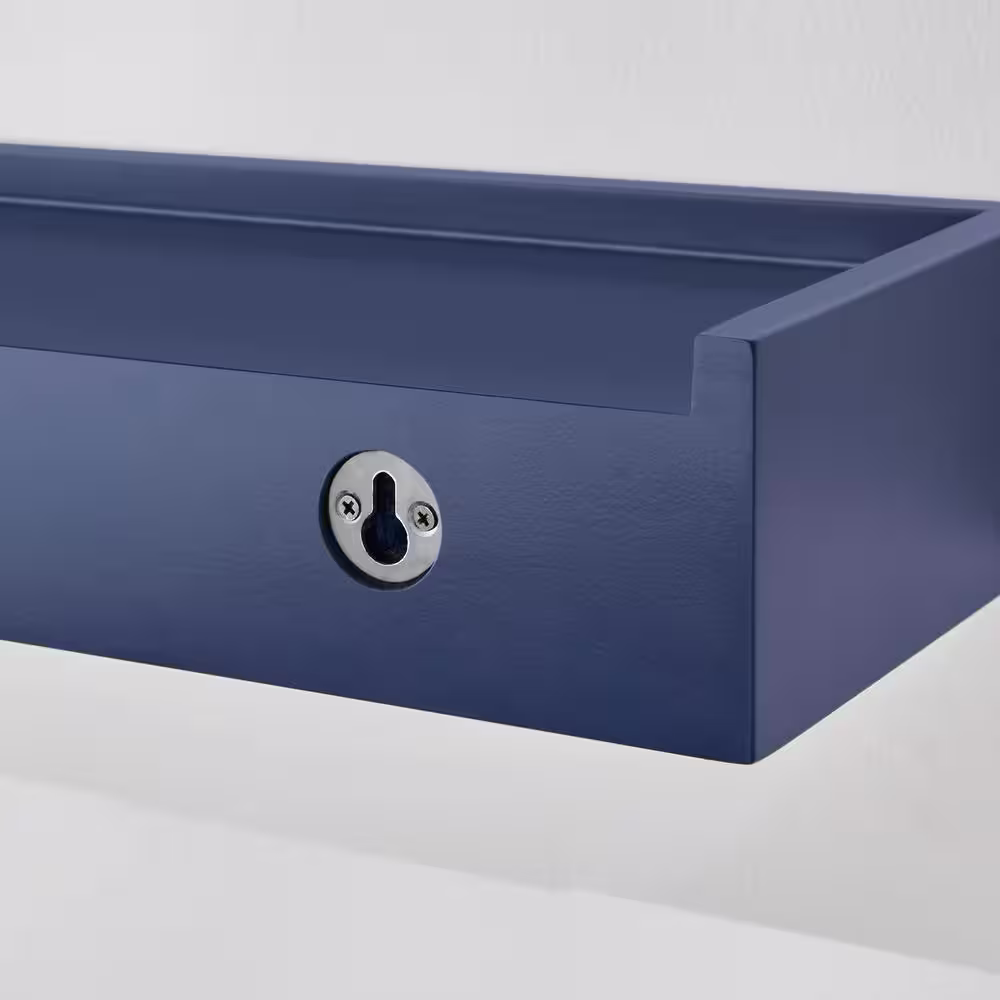 StyleWell Modern Midnight Blue Wood Floating Wall Shelf (Set of 3) (36