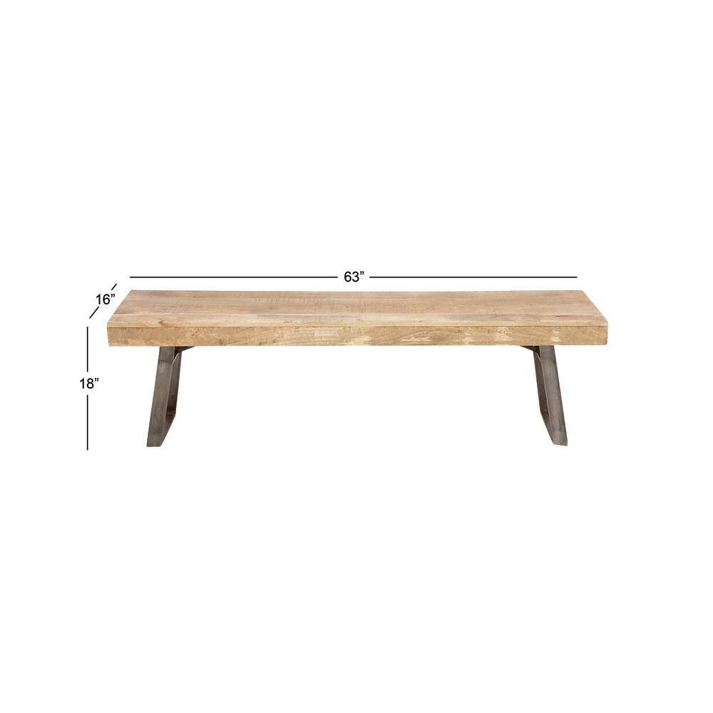 Litton Lane Light Brown Bench 18 in. X 63 in. X 16 in.