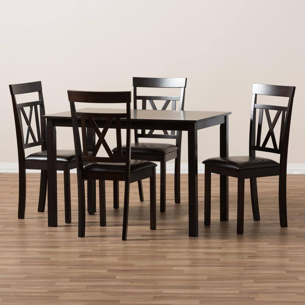 Baxton Studio Rosie 5-Piece Dark Brown Dining Set