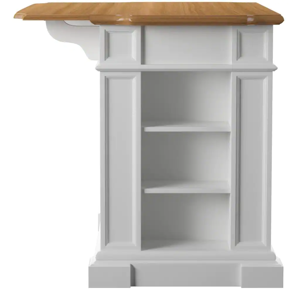 HOMESTYLES Americana White Kitchen Island With Drop Leaf