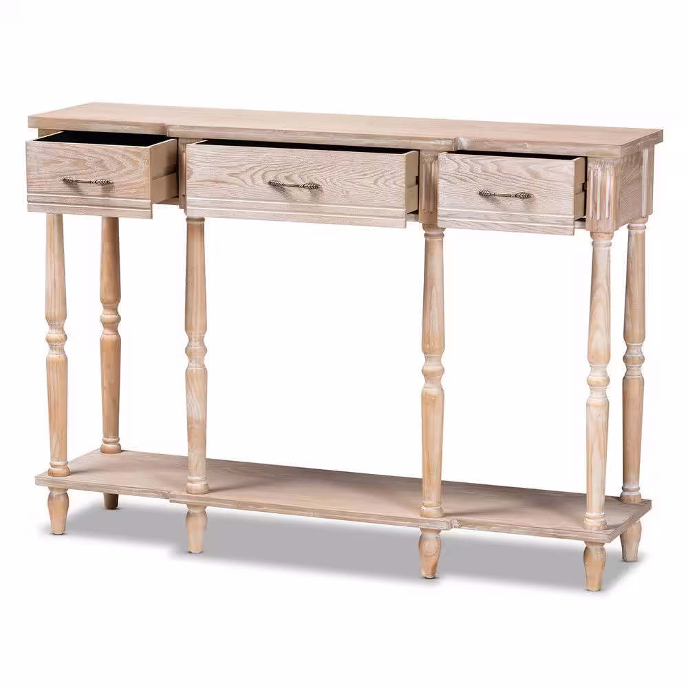 Baxton Studio Hallan 48 in. Oak Brown Rectangle Wood Console Table