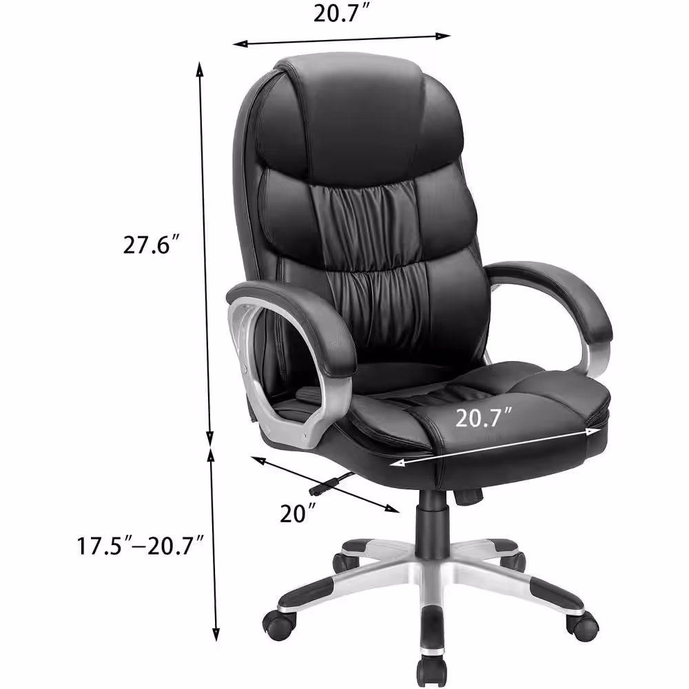 LACOO Black Big and High Back Office Chair, PU Leather Executive Computer Chair with Lumbar Support