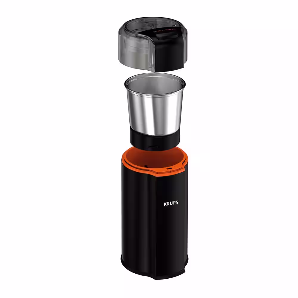 Krups 3 oz. Black Silent Vortex 3-in-1 Blade Coffee Grinder with Removable bowl