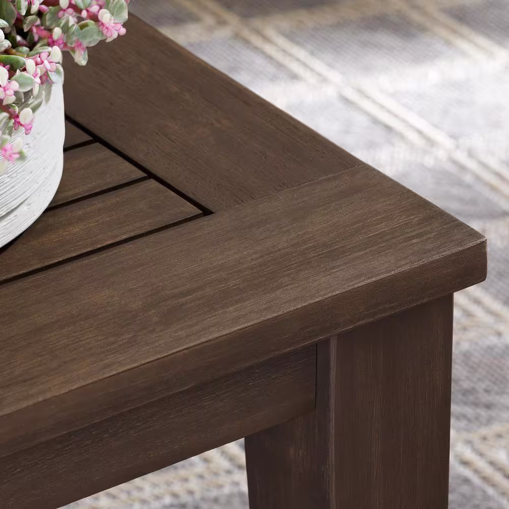 Hampton Bay Lakehaven Dark Grey 5-Piece Wood Patio Conversation Set with CushionGuard Earth Brown Cushion