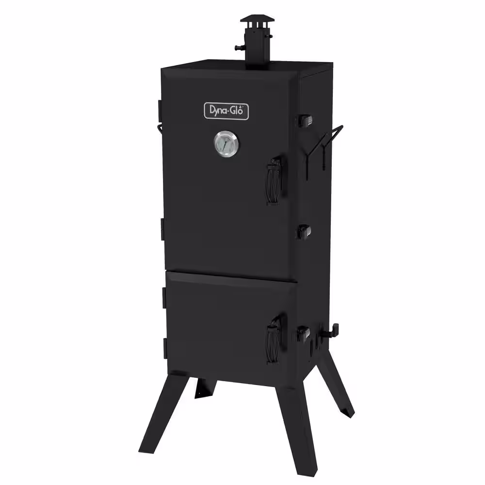 Dyna-Glo 22 in. Vertical Charcoal Smoker in Black with Premium Vertical Smoker Cover