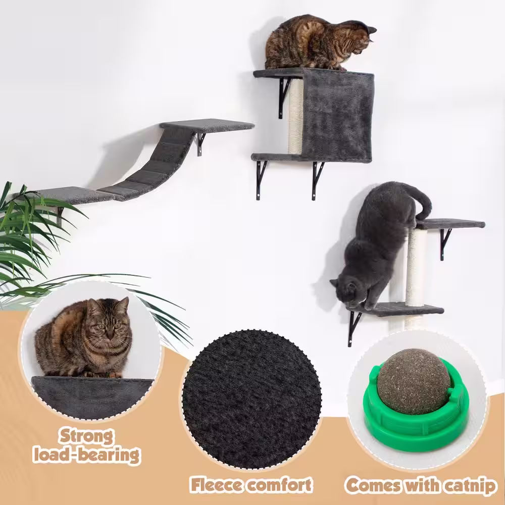 COZIWOW 5-Piece Wall Mounted Cat Tree Shelves