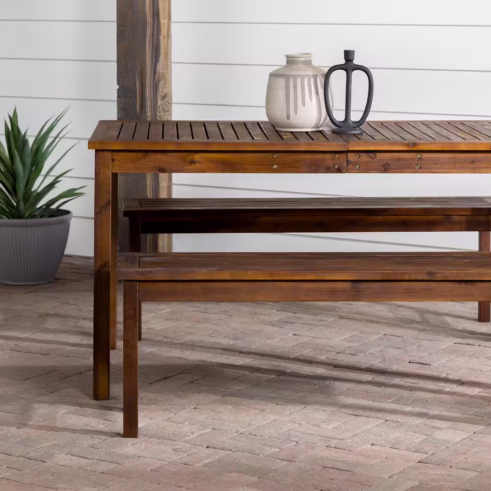 Walker Edison Furniture Company Dark Brown 3-Piece Wood Patio Dining Set